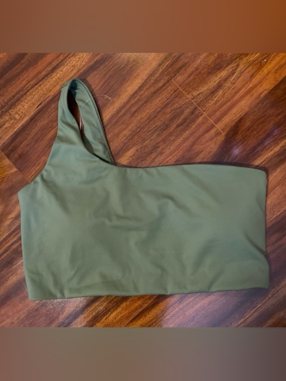 Aerie Goals Recharge  Tenniscore Olive Green One-Shoulder Sports Bra XL